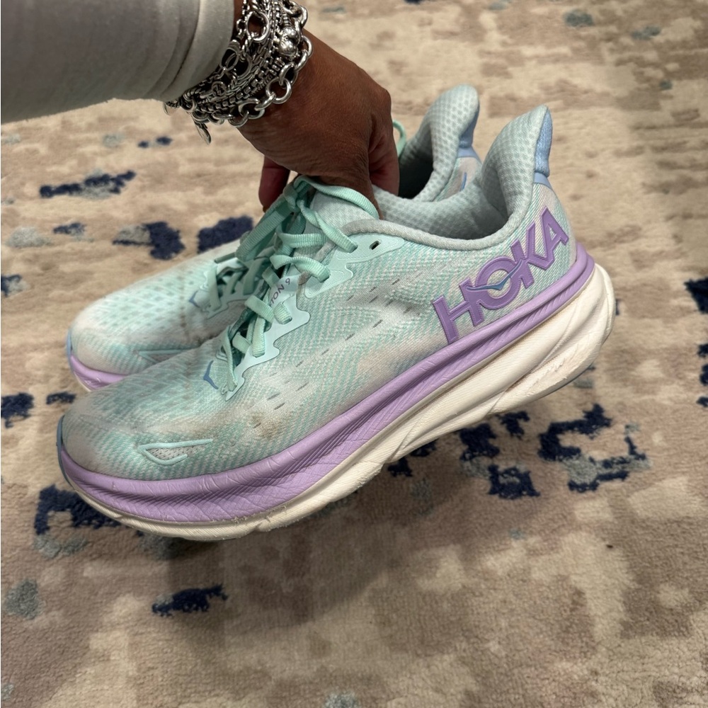 Hoka Pastel Mint and Lavender Sneakers - Picture 6 of 8